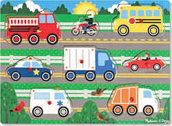 Lemnos Puzzle pentru Copii cu Îmbinări Vehicles Peg pentru 2++ Ani 8buc Melissa & Doug