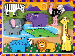 Wooden Kids Peg Puzzle Safari Chunky for 2++ Years 8pcs Melissa & Doug