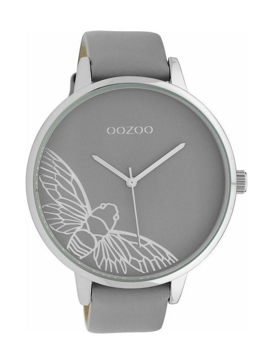 Oozoo Timepieces XXL Grey Leather Strap