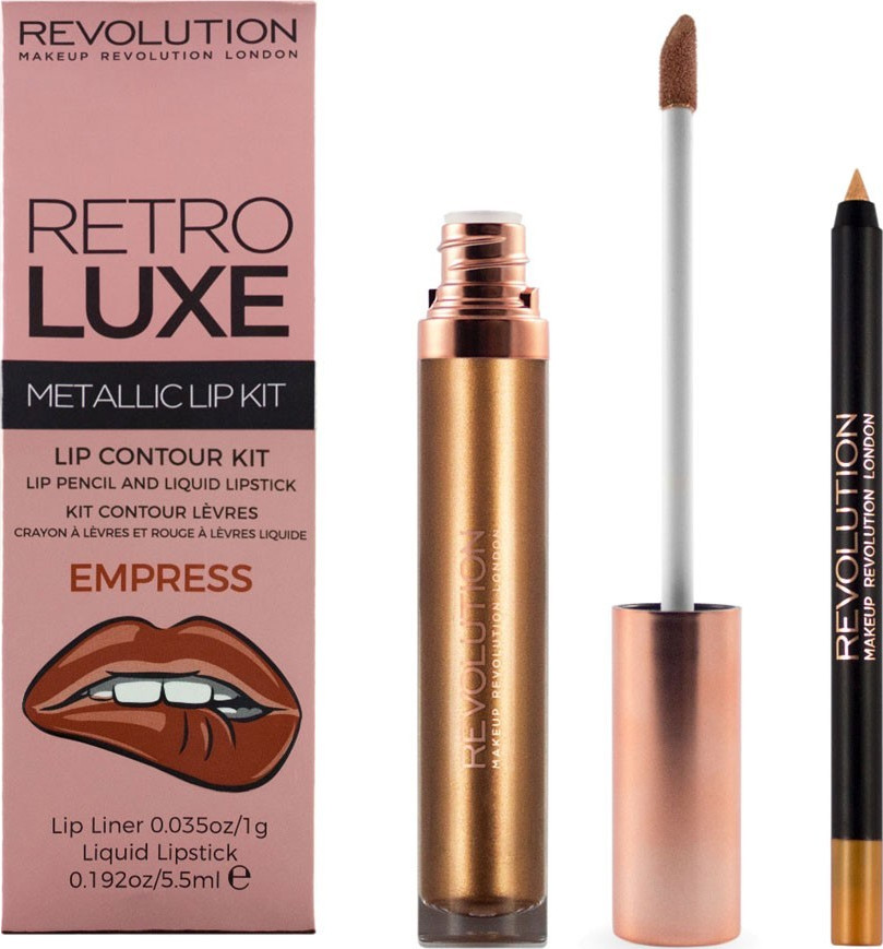 Revolution Beauty Retro Luxe Metallic Lip Kit Empress Skroutzgr 