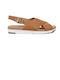 Kamille Leather Women's Flat Sandals Flatforms in Tabac Brown Color