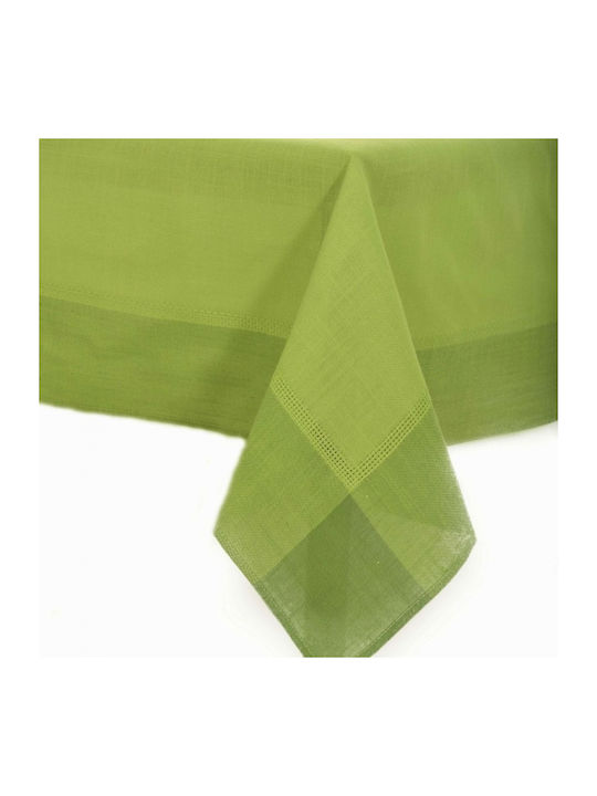 Silk Fashion Tablecloth with Embroidery Set 031 Green Green 135x135cm