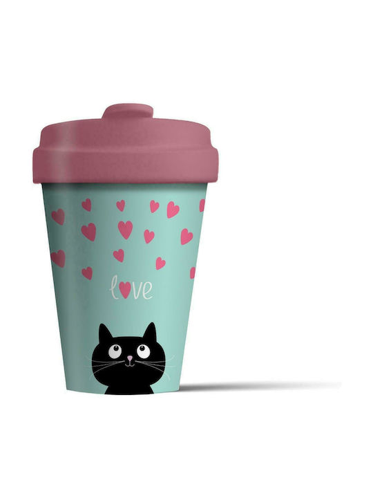 Chic Mic Kitty Love Becher Keramik mit Deckel Grün 400ml
