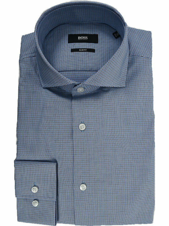 Hugo Boss Jason Men's Shirt Long Sleeve Cotton Checked Blue