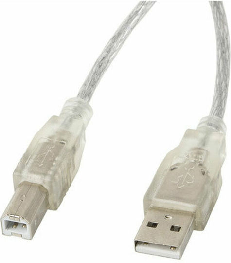 Lanberg 1.8m USB 2.0 Cable A-Male to B-Male Transparent (CA-USBA-12CC-0018-TR)