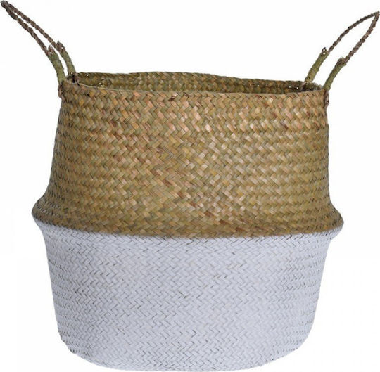 Zaros Seagras Dekorative Körbe Korbweide mit Griffen Weiß 34x34x28cm