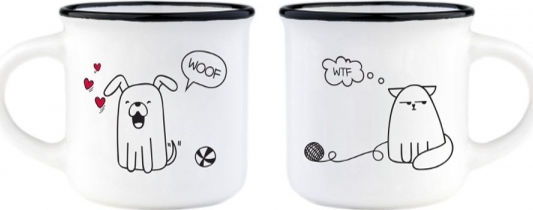 Legami Milano Dog & Cat Κούπα από Πορσελάνη Λευκή 50ml 2τμχ Legami Milano Dog & Cat Κούπα από Πορσελάνη Λευκή 50ml 2τμχ