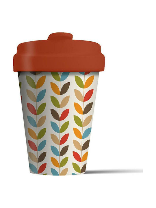 Chic Mic Bright Leaves Bamboo Cup with Lid Multicolour 400ml