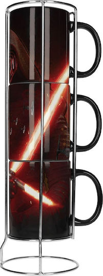 Sd Toys Star Wars - Kylo Lightsaber 3 Stackable Ceramic Mugs Set Becher Keramik Schwarz 3Stück