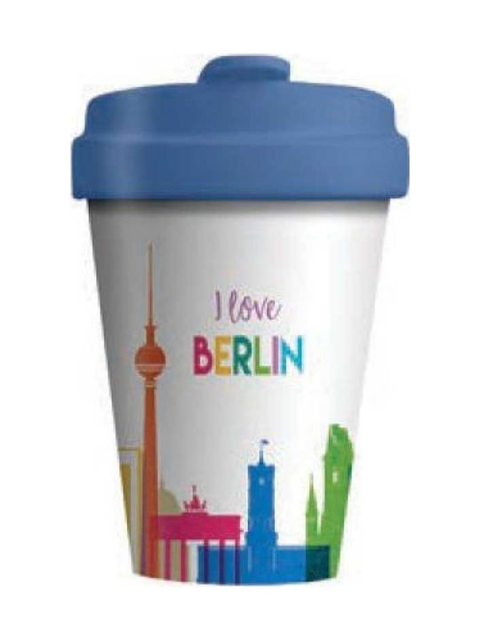 Chic Mic Berlin Skyline Tasse Bamboo mit Deckel Blau 400ml BCP258 1Stück