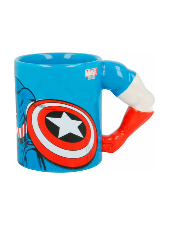 Stor Marvel Captain America Arm 3D Κούπα Κεραμική Μπλε 330ml