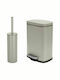 Dimitracas Akira Metallic Toilet Brush and Bin Set with Soft Close Lid 5lt Taupe