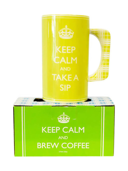 SP Souliotis Keep Calm Tasse aus Porzellan Gelb 1Stück