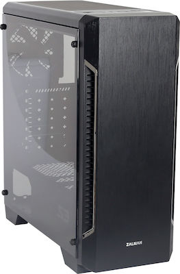 Zalman S3 Gaming Midi Tower Κουτί Υπολογιστή με Πλαϊνό Παράθυρο Μαύρο