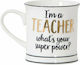 Sass & Belle I am a Teacher Ceramic Cup White 400ml