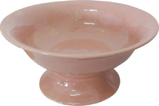 Marhome Διακοσμητικό Μπωλ Κεραμικό με Πόδι Ροζ 29x29cm