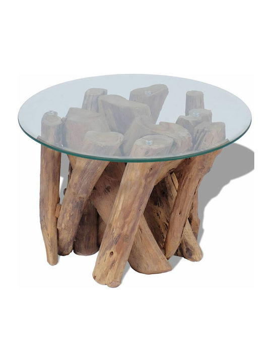 Round Solid Wood Side Table Transparent L60xW60...