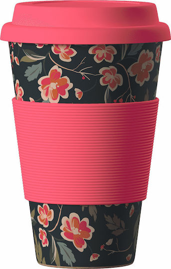 Balev Bio Japanese Sour Cherry Κούπα Μπαμπού με Καπάκι Ροζ 400ml