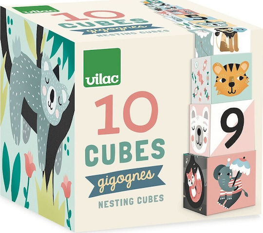 Vilac Stacking Toy Animals Cubes for 18++ Months