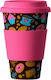 Balev Bio Donuts Becher Bamboo mit Deckel Rosa 400ml