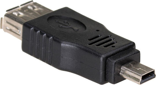 Akyga Конвертор мини USB мъжки към USB-A женски Черен 1бр AK-AD-07