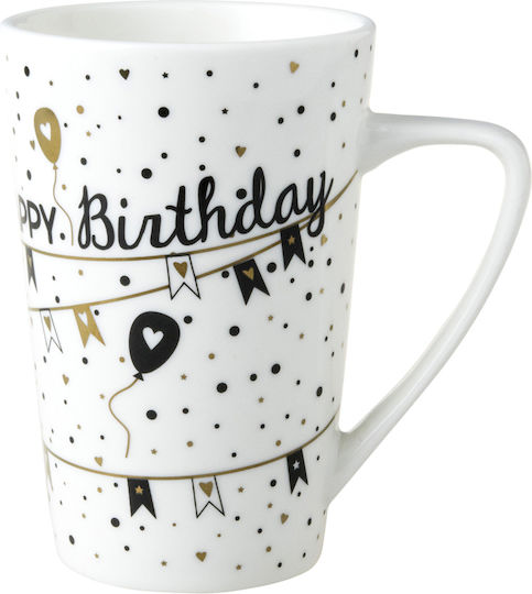Dutch Rose Happy Birthday Mug from White Porcelain 430ml