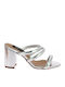 IQ Shoes Women's Sandals Silver with Chunky High Heel