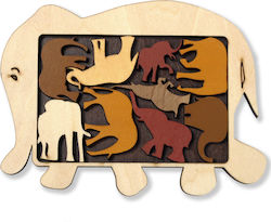 Wooden Kids Peg Puzzle Elephant Parade 9pcs Recent Toys