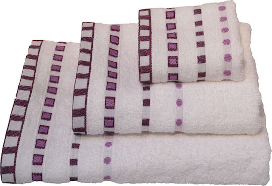Le Blanc 3-tlg. Set Badetücher Penne Jacquard Punkte White Gewicht 450gr/m²