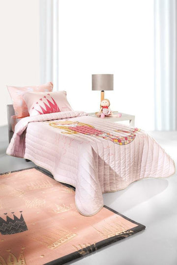 Saint Clair Παιδικό Πάπλωμα Μονό με Γέμιση Microfiber Crown Ροζ 160x220εκ.