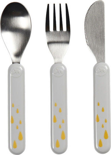 Done by Deer Set Baby Besteck Simple aus Metall Grey/Gold 3Stück