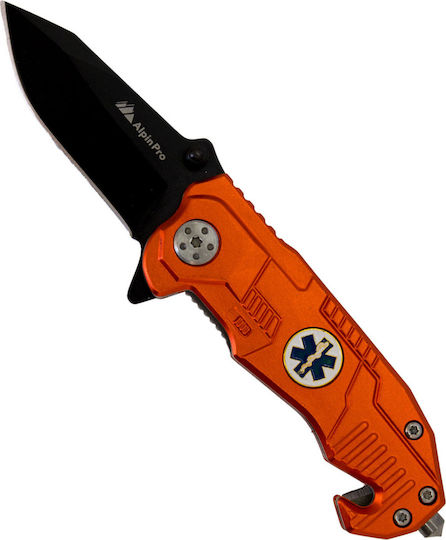 AlpinPro Pocket Knife Survival Orange with Blade made of Stainless Steel