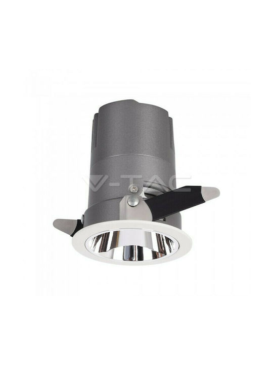 V-TAC VT-2907 Spot Încastrat Rotund Metalic cu LED Încorporat și Lumină Alb Cald Alb 6.5x6.5cm