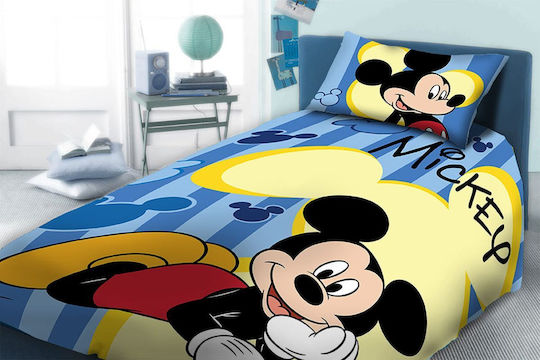 Dimcol Комплект чаршафи Единично Памучни Mickey 963 Син 165x245см 3бр