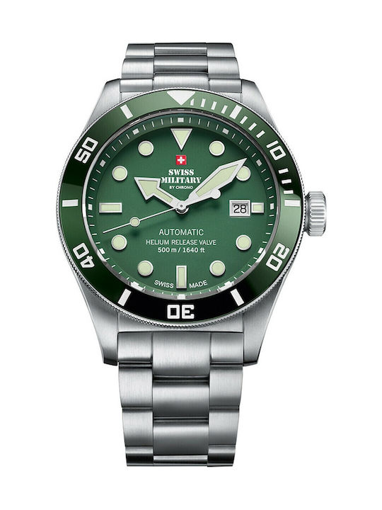 Swiss Military by Chrono Мъжки Часовник 44mm Автоматичен с Сребърна Метална Гривна