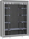 Herzberg Fabric Wardrobe with Zipper and Shelves in Gray Color 133x44x175cm