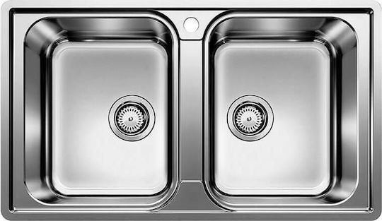 Blanco Lemis 8-IF Chiuvetă Bucătărie Drop-In Periat 86x50cm Argintiu