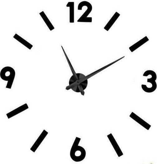 3D Wanduhr Aufkleber Kunststoff Schwarz