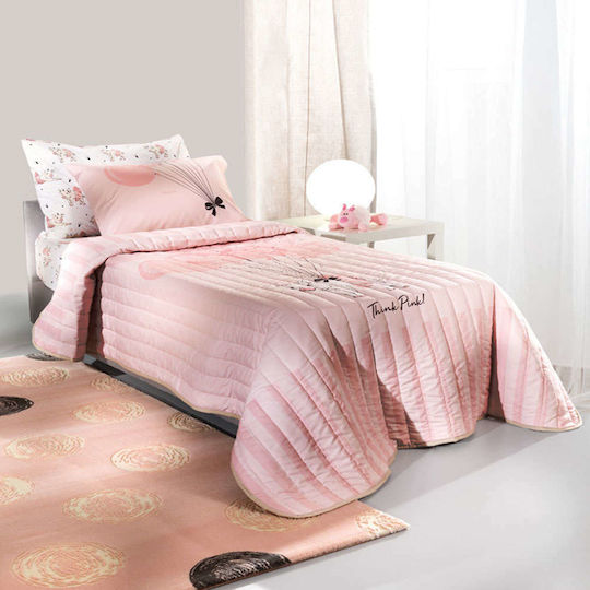 Saint Clair Παιδικό Κουβερλί Μονό Piggy Ροζ 160x220εκ.