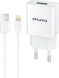 Awei Charger with USB-A Port and Cable Lightnin...