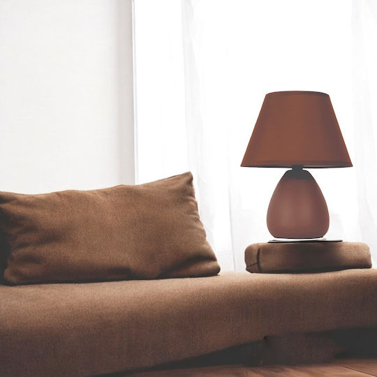 ARlight CL 6005 BW Κεραμικό Πορτατίφ για Ντουί E14 με Καφέ Καπέλο και Βάση