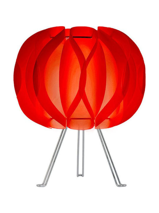 Starlight FP-06-Ε-24CM-Τ Plastic Table Lamp for Socket E14 with Red Shade and Silver Base