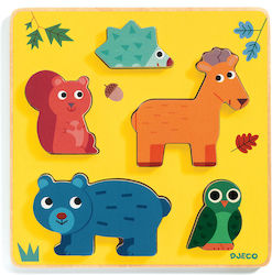 Wooden Kids Peg Puzzle Liner Forest Animals for 2++ Years 5pcs Djeco