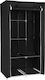 Herzberg Fabric Wardrobe with Zipper and Shelves in Black Color 110x45x175cm