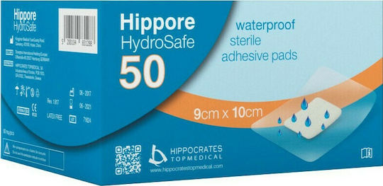 Hippocrates Topmedical Hippore Hydrosafe Waterproof & Sterilized Plasters 10x9cm 50pcs