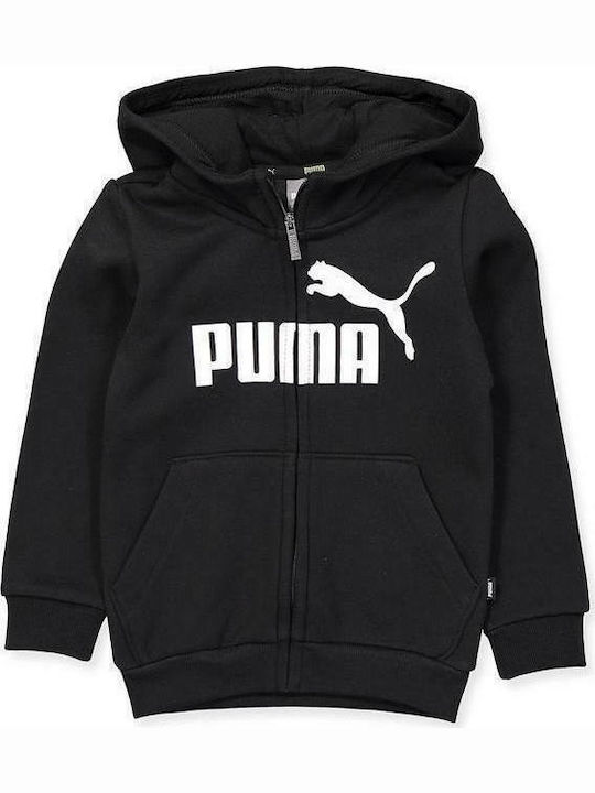 Puma Αθλητική Παιδική Ζακέτα Φούτερ με Κουκούλα Μαύρη