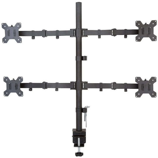 Techly Stand Desk Mounted for 4 Monitors up to 27" with Arm (ICA-LCD-382-Q)