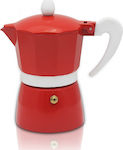 Zephyr ZP-1173-L3 Stovetop Espresso Pot for 3 Cups Red