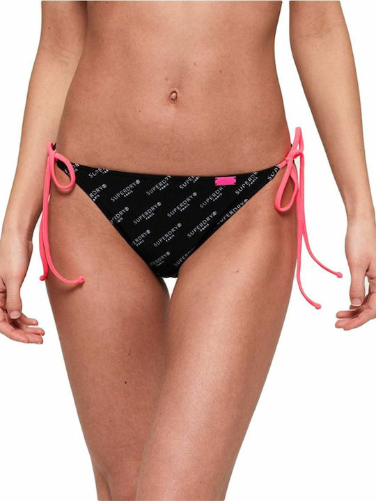 Superdry Logo Tri Bikini Bikini Slip mit Schnürchen Schwarz