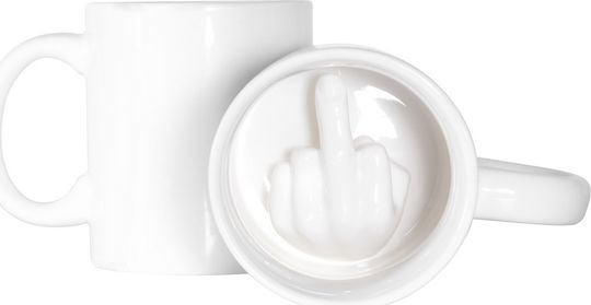 Thumbs Up Up Yours Κούπα Κεραμική Λευκή 250ml
